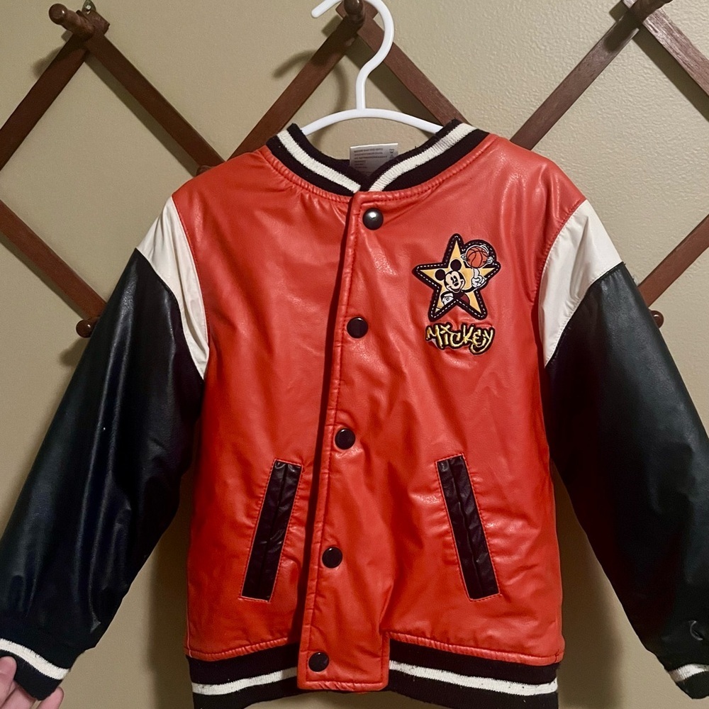 3T Vintage Mickey Mouse Orange and Black Varsity Jacket